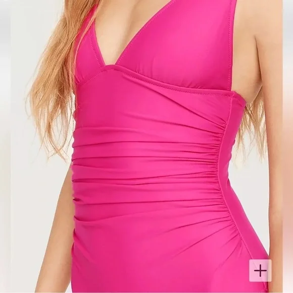 NWOT J.Crew Ruched V-Neck One Piece Swimsuit - Picture 3 of 10